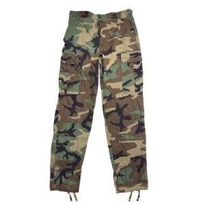 Vintage 90s US Military Woodland Camo BDU Combat Trousers Button Fly Small Reg